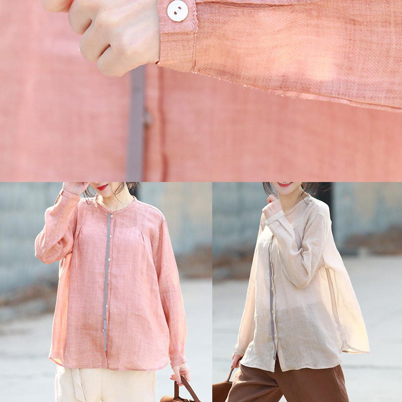 Modern half sleeve pink linen Blouse summer shirt