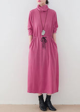 Load image into Gallery viewer, Modern high neck drawstring dresses Tutorials pink loose Dresses