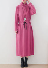 Load image into Gallery viewer, Modern high neck drawstring dresses Tutorials pink loose Dresses