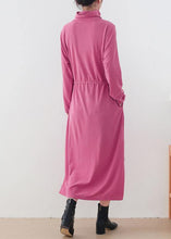 Load image into Gallery viewer, Modern high neck drawstring dresses Tutorials pink loose Dresses