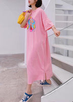 Modern o neck quilting clothes Outfits pink Cartoon anime print long Dresses