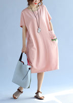 Modern pink Cotton quilting clothes Fashion Ideas pockets loose Summer Dresses