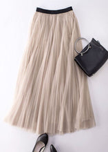 Load image into Gallery viewer, Natural Apricot Wrinkled Elastic Waist Tulle Skirt Summer