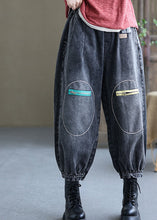 Load image into Gallery viewer, Natural Black Casual Elastic Waist Pockets Fall Denim Pants