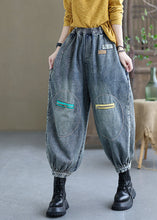 Load image into Gallery viewer, Natural Black Casual Elastic Waist Pockets Fall Denim Pants
