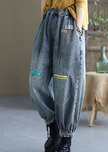 Load image into Gallery viewer, Natural Black Casual Elastic Waist Pockets Fall Denim Pants