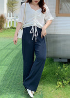 Natural Black Oversized Draping Spandex Wide Leg Pants Fall