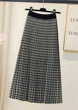 Load image into Gallery viewer, Natural Black Plaid Knit pleated skirt Spring