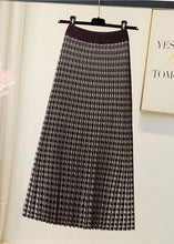 Load image into Gallery viewer, Natural Black Plaid Knit pleated skirt Spring