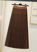 Load image into Gallery viewer, Natural Black Plaid Knit pleated skirt Spring