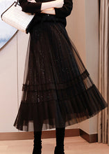 Load image into Gallery viewer, Natural Black Sequins Tulle Tiered Fall Skirt