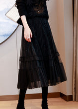 Load image into Gallery viewer, Natural Black Sequins Tulle Tiered Fall Skirt