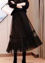 Load image into Gallery viewer, Natural Black Sequins Tulle Tiered Fall Skirt