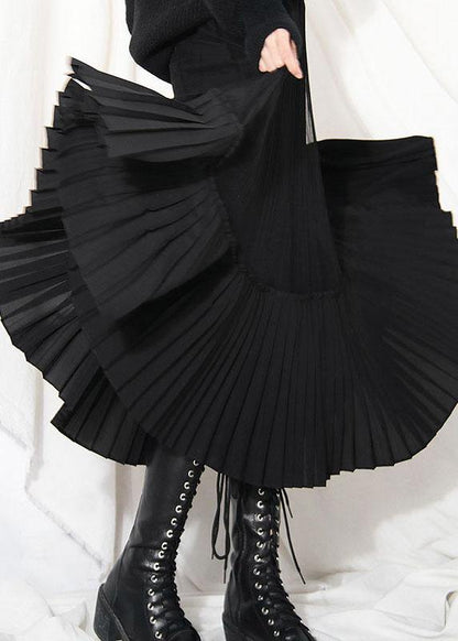Natural Black Tulle Patchwork Out Summer Pleated Skirts