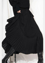 Load image into Gallery viewer, Natural Black Tulle Patchwork Out Summer Pleated Skirts