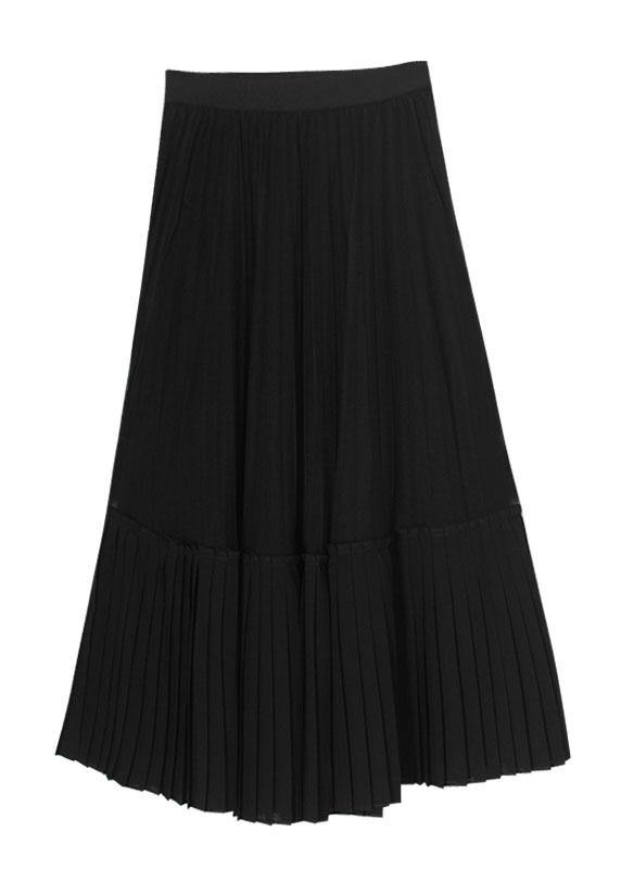 Natural Black Tulle Patchwork Out Summer Pleated Skirts