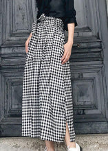 Load image into Gallery viewer, Natural Black White Plaid Bow A Line Summer Skirt Cotton
