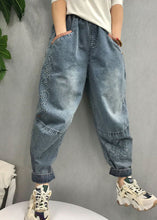 Load image into Gallery viewer, Natural Blue Embroideried Patchwork denim Pants Spring