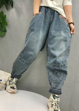 Load image into Gallery viewer, Natural Blue Embroideried Patchwork denim Pants Spring