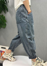 Load image into Gallery viewer, Natural Blue Embroideried Patchwork denim Pants Spring