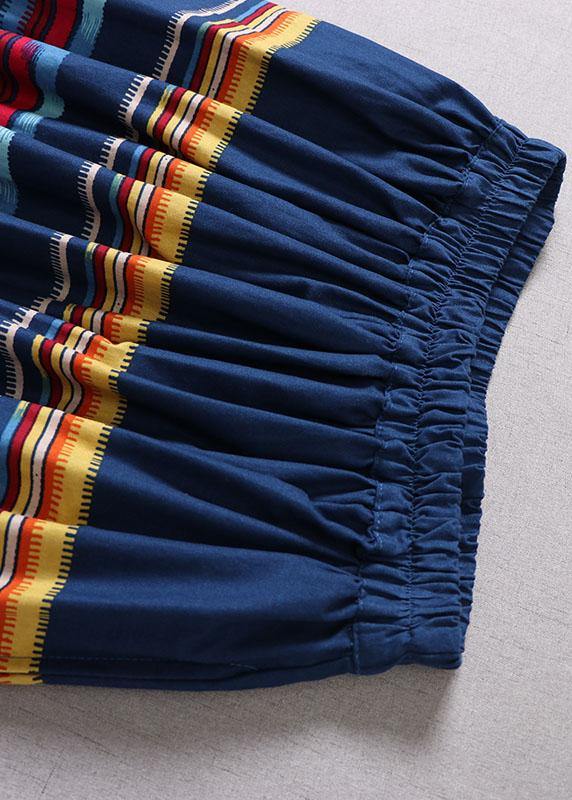 Natural Blue Pockets Wrinkled A Line Fall Skirts