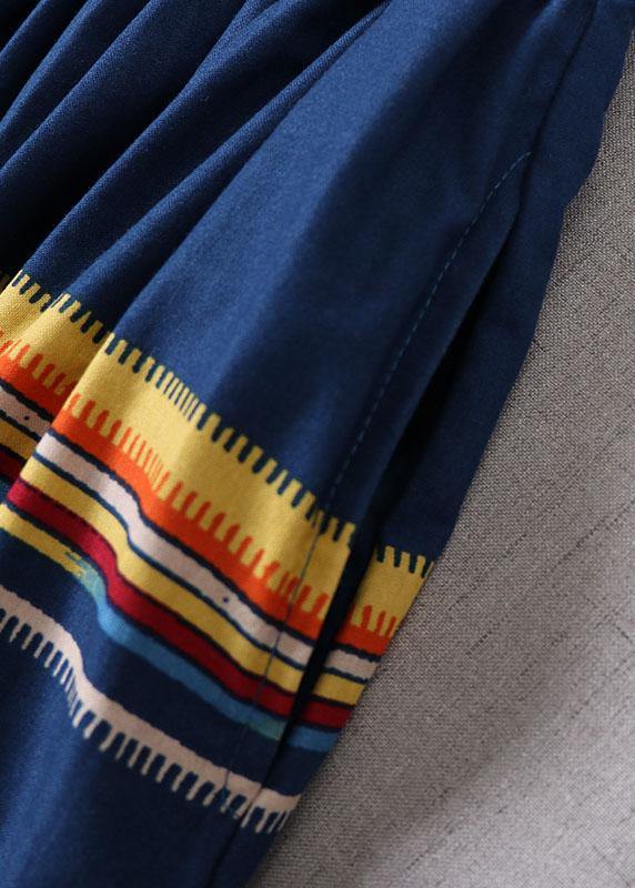 Natural Blue Pockets Wrinkled A Line Fall Skirts