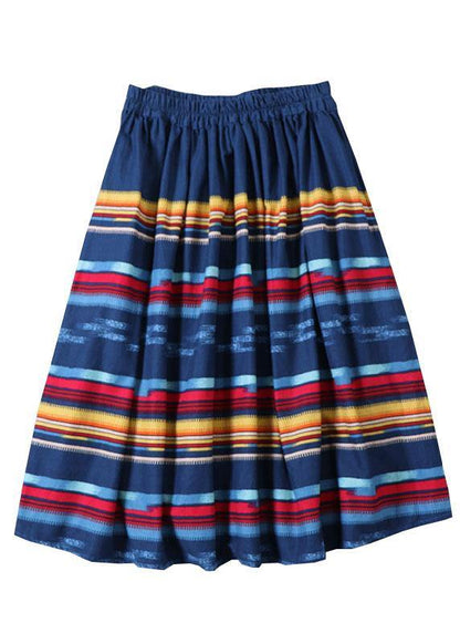 Natural Blue Pockets Wrinkled A Line Fall Skirts