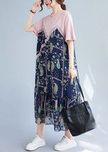 Load image into Gallery viewer, Natural Colorblock O Neck Print Patchwork Cotton T Shirt Dress Summer