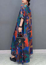 Load image into Gallery viewer, Natural Colorblock V Neck Print Patchwork Cotton Dress Short Sleeve