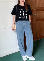 Natural Light Blue Oversized Pockets Denim Wide Leg Pants Fall