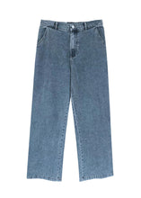 Load image into Gallery viewer, Natural Light Blue Oversized Pockets Denim Wide Leg Pants Fall