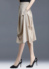 Load image into Gallery viewer, Natural Light Khaki Wrinkled Pocket Cotton Skirts Summer