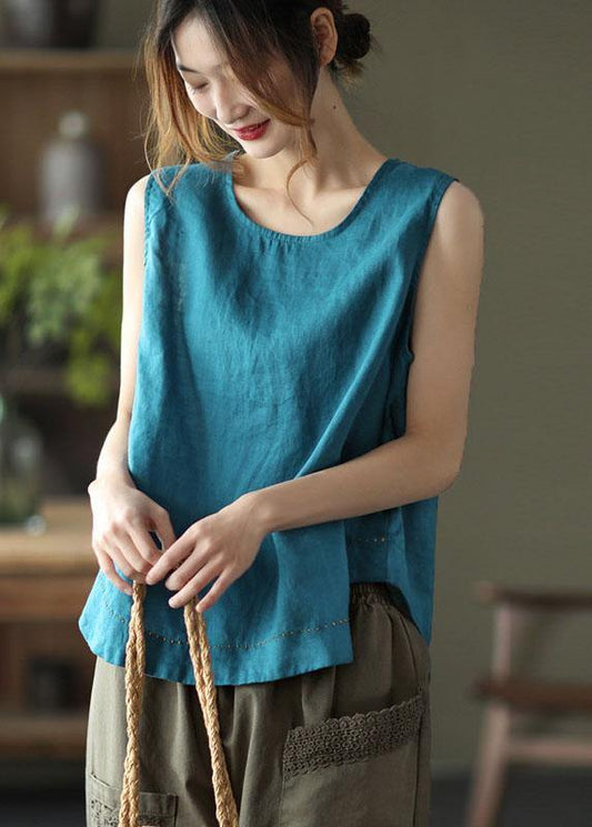 Natural Rubber red Sleeveless Linen Beach Vest Summer