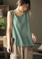 Natural Rubber red Sleeveless Linen Beach Vest Summer