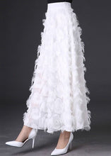 Load image into Gallery viewer, Natural White Tasseled Chiffon Skirts Spring