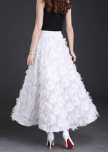 Load image into Gallery viewer, Natural White Tasseled Chiffon Skirts Spring
