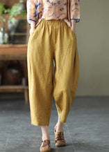 Load image into Gallery viewer, Natural Yellow Elastic Waist Summer Linen Harem Pants