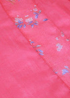 Natural v neck half sleeve linen summerclothes For Women pink print blouse