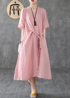 Natural v neck tunic linen dresses Fashion Ideas pink Dress summer