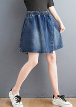 Load image into Gallery viewer, Navy High Waist Wide Leg Jeans Skirt
