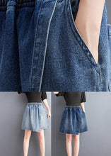 Load image into Gallery viewer, Navy High Waist Wide Leg Jeans Skirt