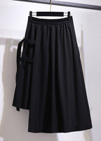 New Black Asymmetrical Pockets Patchwork Cotton Skirts Fall