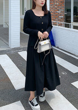 Load image into Gallery viewer, New Black Button Knit Tops And Pleated Skirt Two Piece Set Fall