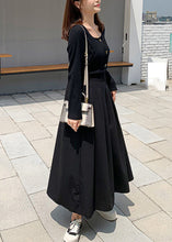 Load image into Gallery viewer, New Black Button Knit Tops And Pleated Skirt Two Piece Set Fall