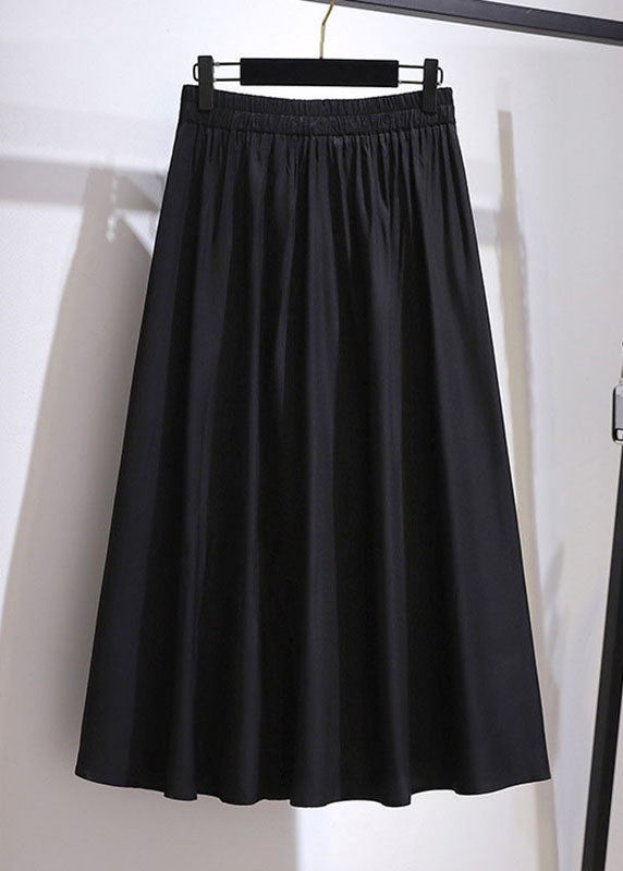 New Black Wrinkled High Waist Patchwork Cotton Skirt Fall