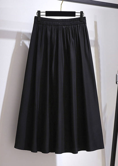 New Black Wrinkled High Waist Patchwork Cotton Skirt Fall