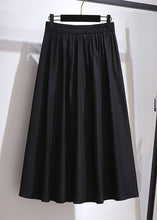 Load image into Gallery viewer, New Black Wrinkled High Waist Patchwork Cotton Skirt Fall