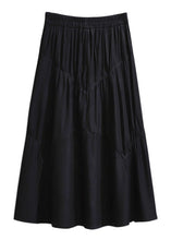 Load image into Gallery viewer, New Black Wrinkled High Waist Patchwork Cotton Skirt Fall