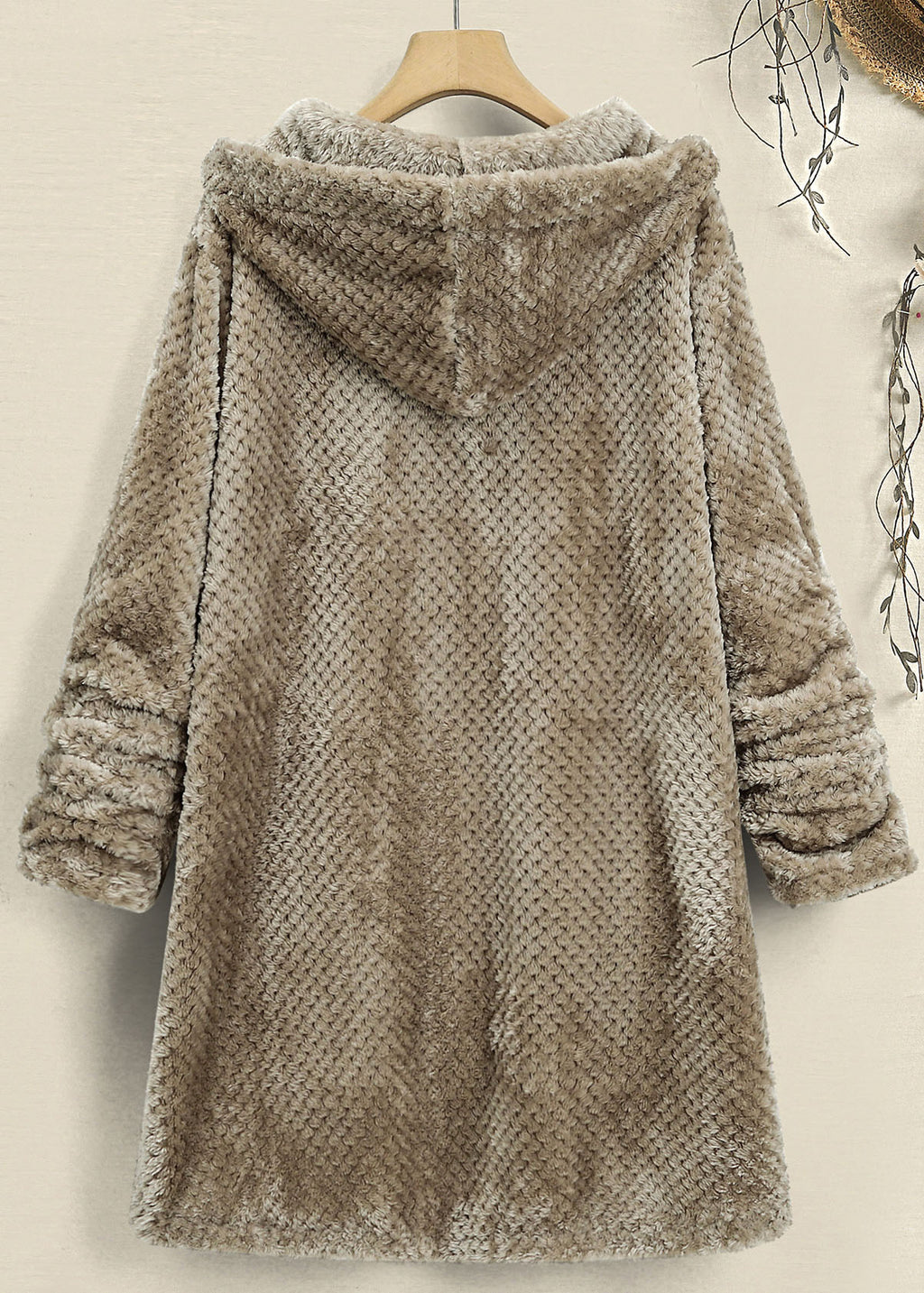 New Brown Hooded Low High Design Patchwork Teddy Faux Fur Coats Fall