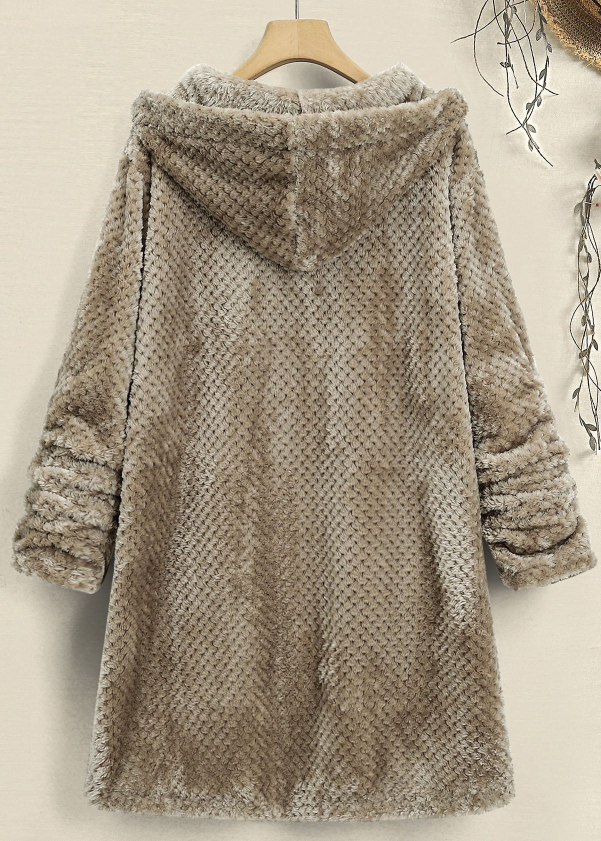 New Brown Hooded Low High Design Patchwork Teddy Faux Fur Coats Fall